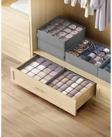 Set of 6 Drawer Organizers for Underwear, 80 Cells, Foldable Sock Holders for Closet Storage