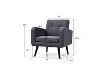 Slickblue Mid-Century Modern Linen Upholstered Accent Chair with Wooden Legs