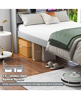 Gouun Twin Size Bed Frame with Storage Headboard and Charging Station