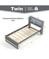 Gouun Twin Size Bed Frame with Storage Headboard and Charging Station