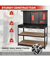 Gouun 48 Inch Workbench with Pegboard and Drawers