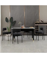 Dyhome Modern Accent Chair, Upholstered Dining Chairs Set Of 4, Short Plush Fabric, Armless Chair With Backrest, Sherpa For Room,
