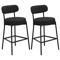 Dyhome Bar Stools Set of 2, 27 Inches Counter Height Kitchen with Back, Modern Metal Tall for Island