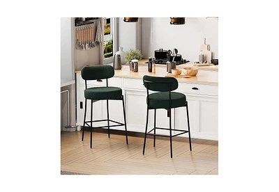Dyhome Bar Stools Set of 2, 27 Inches Counter Height Kitchen with Back, Modern Metal Tall for Island