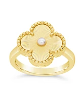 Sterling Forever Tilda Mother of Pearl Clover Statement Ring