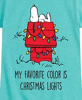 Peanuts Big Girls Snoopy Christmas House Graphic Short Sleeve Tee