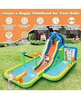 Costway Inflatable Water Slide Giant Water Park for Kids Backyard Fun with 950W Blower