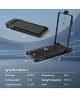 Costway 2 in 1 Folding Treadmill Walking Pad with Remote & App Control and Led Display
