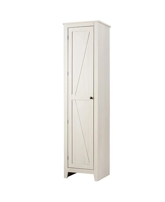Costway Linen Tower Bathroom Storage Cabinet Tall Slim Side Organizer w/ Shelf