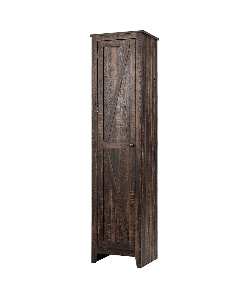 Costway Linen Tower Bathroom Storage Cabinet Tall Slim Side Organizer w/ Shelf