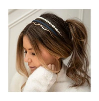 Headband Set - Blue + Pearl + Gold
