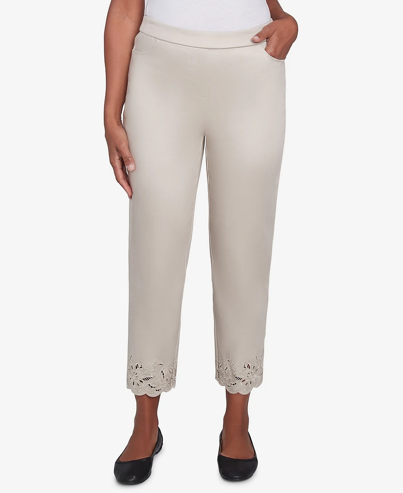 Alfred Dunner Petite Floral Cut Out Ankle Pants