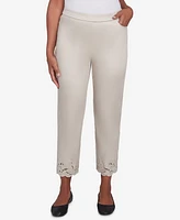 Alfred Dunner Petite Floral Cut Out Ankle Pants