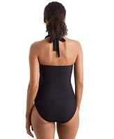 Mimi Flamingo Womens Sonny V Neck Halterkini Solid Bottoms