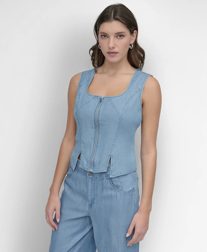 Dkny Women's Zip-Front Corset Top