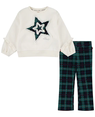 Levi's Toddler Girls 2-Piece Star Crew and Flare Pants Set