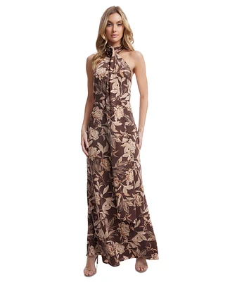 Dress the Population Women's Olivia Floral-Print Low-Back Gown