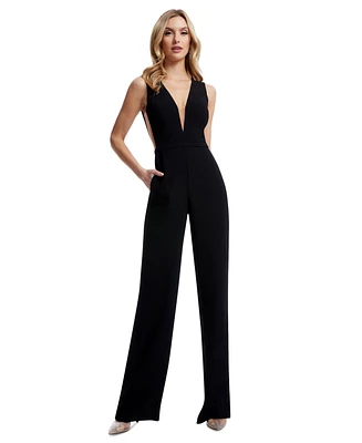 Dress the Population Women's Katrina Plunging-Neck Jumpsuit