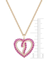 Ruby (3/4 ct. t.w.) & Diamond (1/4 ct. t.w.) Wrap Style Open Heart 18" Pendant Necklace in 14k Gold