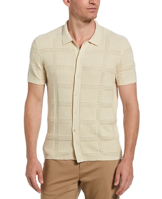 Perry Ellis Men's Open Stitch Jacquard Shirt