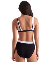 Mimi Flamingo Womens Drift Two Tone Bralette Bikini Top High Waist Bottoms