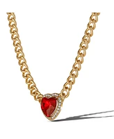 Jessica Simpson Gold-Tone Chain Necklace with Red Heart Gemstone