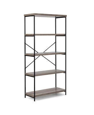 Gouun 5-Tier Industrial Bookshelf Display Storage Rack with Metal Frame