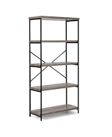 Gouun 5-Tier Industrial Bookshelf Display Storage Rack with Metal Frame