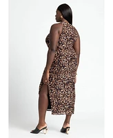 Eloquii Plus Size Printed Mesh Dress