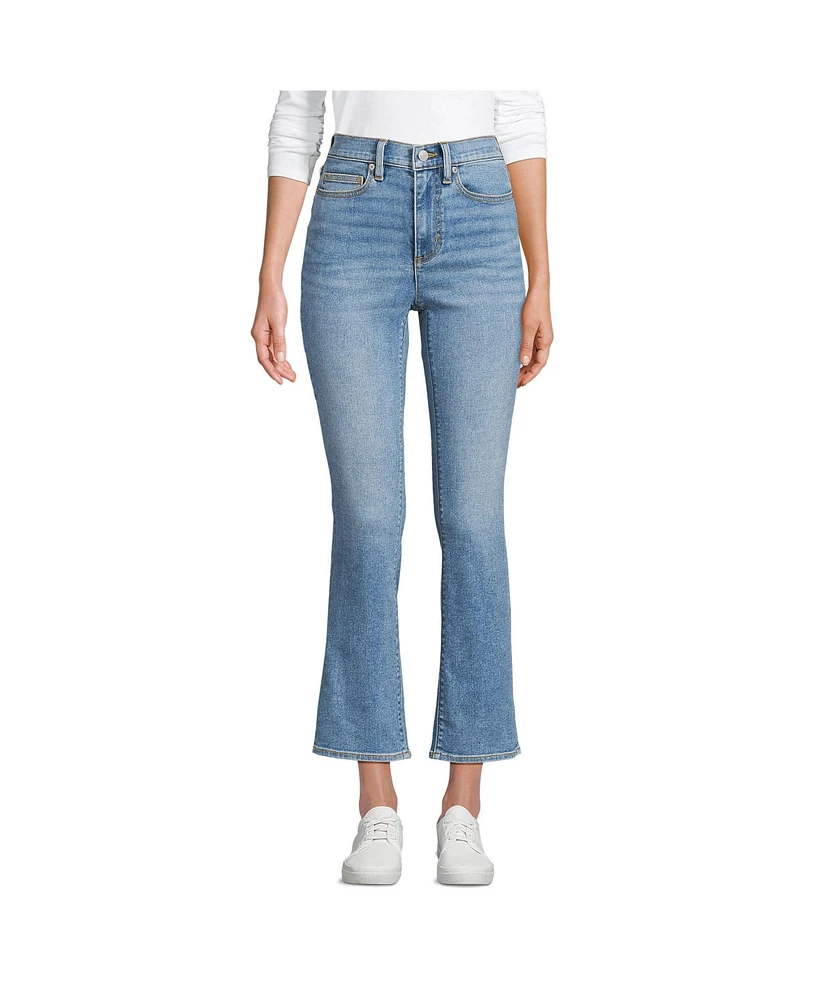 Lands' End Women's Recover Denim High Rise Kick Flare Crop Jeans