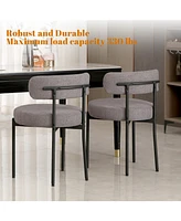 Dyhome Boucle Dining Chairs Set of 1, Upholstered with Black Metal Legs, Modern Accent Chair