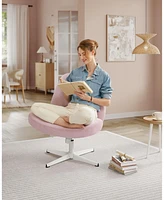 Slickblue Criss Cross Armless Office Chair with Wheels, Adjustable Height, Swivel Desk & Vanity Comfortable Cotton-Linen Seat