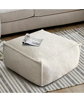 Boucle Bean Bag Ottoman, Square Footrest Pouf, Upholstered Stool for Living Room & Bedroom-Maison