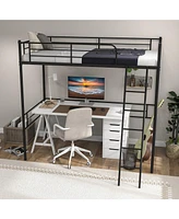 Gouun Metal Loft Twin Bed Frame Single High Loft Bed