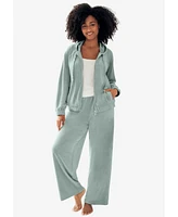 ellos Women's Plus Wide Leg Velour Lounge Pants