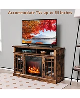 Gouun 48 Inch Electric Fireplace Tv Stand with Cabinets for TVs Up to 55 Inch