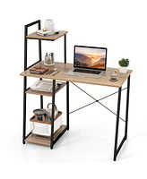 Gouun Compact Computer Desk Workstation with 4 Tier Shelves for Home and Office