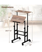 Gouun Height-adjustable Mobile Standing Desk with Split Top and Adjustable Angle