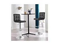 Slickblue Set of 2 Modern Adjustable Height Barstools with Pu Leather Swivel Seat