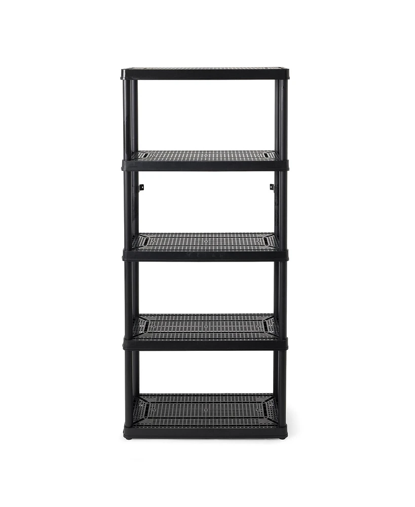 Gracious Living 5 Shelf Fixed Height Ventilated Medium Duty Storage Unit, Black