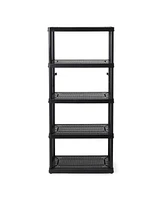 Gracious Living 5 Shelf Fixed Height Ventilated Medium Duty Storage Unit, Black