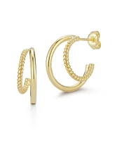 Rachel Zoe 14K Gold Plated Sterling Silver Double Hoop Earrings