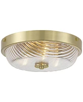 Regency Hill Carmine 12" Modern Flush-Mount Ceiling Light Fixture Kitchen Foyer Hallway Bowl Round Clear Brass Finish Glass Bedroom Bathroom Entryway