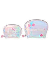 Sanrio Hello Kitty Clear Iridescent Large and Small Dome Cosmetic Travel Bag Set