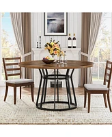 Tribesigns Round Dining Table for 4 People, Circle Dining Room Table with Metal Base, 47.2-Inch Round Kitchen Dinner Table for Living Room Kitchen Din