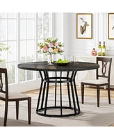 Tribesigns Round Dining Table for 4 People, Circle Room with Metal Base, 47.2-Inch Kitchen Dinner Living Din