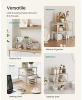 Slickblue Set of 2 Cabinet Organizer Shelves, Stackable & Expandable Kitchen Storage Spice Rack, Metal Engineered Wood