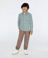 Scotch & Soda Big Boys Yarn Dye Knit Twill Button Up Shirt