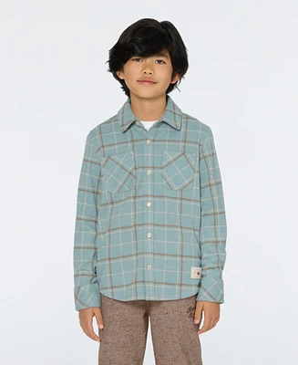 Scotch & Soda Big Boys Yarn Dye Knit Twill Button Up Shirt