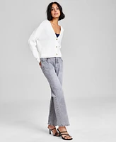 And Now This Women's Ribbed Patch-Pocket 3-Button Cardigan Sweater